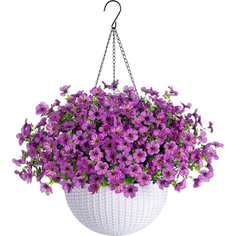 Ensemble de paniers suspendus artificiels pour jardin et véranda, violet (1/5)