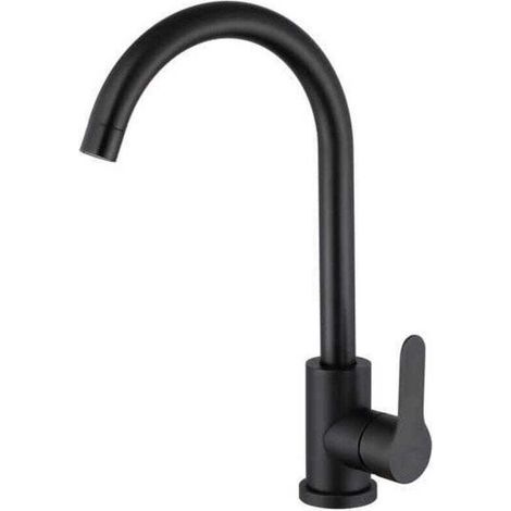 Robinet Lavabo Haut Pivotant à 360°, Robinet Lavabo Salle de Bain Monocommande avec Aérateur Démotable, Noir (1/4)
