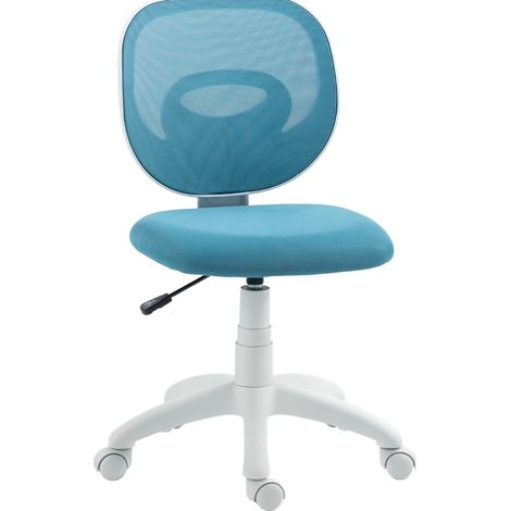 Silla de oficina ergonómica azul sin reposabrazos con respaldo de malla ajustable MODENUIT (1/5)