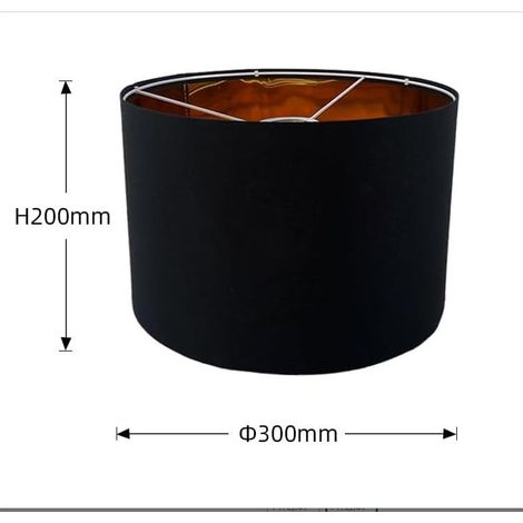 Abat-jour cylindrique - abat-jour en tissu de 30 x 20 cm, convient aux plafonniers, lampes de table, suspensions, lampadaires, culot E27 (noir).