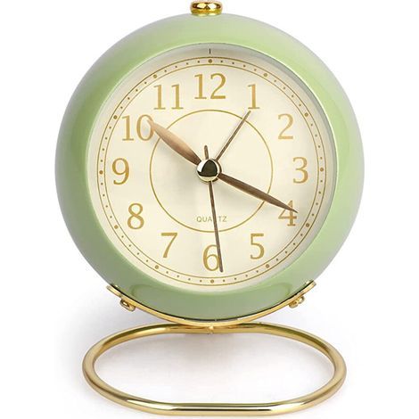 Réveil silencieux chevet petite horloge table non tic-tac analogique rétro réveil avec bouton lumineux pour table bureau (1/5)