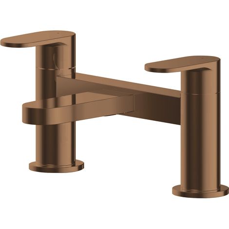 Balterley Enville Round Deck Mounted Bath Filler Tap with Dual Lever Handles - Brushed Bronze Finish