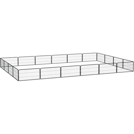 20-tlg. Hundelaufstall Schwarz 100x50cm Stahl Pulverbeschichtet