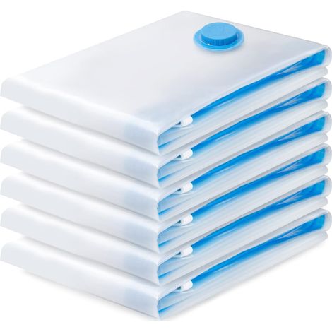 Sac de Rangement Sous Vide 6PCS,Sac sous vide Vetement Aspirateur,Compression Housse Aspirable Rangement Réutilisable pour Literie, Vêtements, Couettes, Matelas,Tente et Voyages(70  50CM) (1/5)