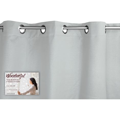 TENDA WONDERFUL in tinta unita GRIGIO CM. 140X280 BLACK OUT confezionata (1/5)