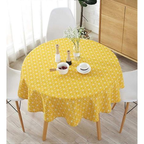 Nappe ronde en lin et coton, nappe simple en sergé, idéale pour la décoration de la cuisine, disponible en plusieurs tailles. (1/5)