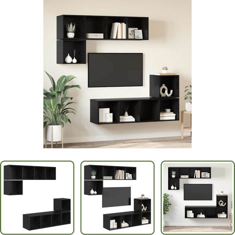 Rangement salon - Ensemble meuble TV 4 pcs Chêne noir Bois d'ingénierie (1/5)