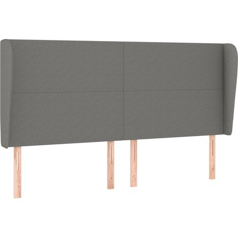 Testiera accessorio letto mobile camera da letto con bordo laterale 203 x 23 x 118/128 cm tessuto grigio scuro TDL0204930