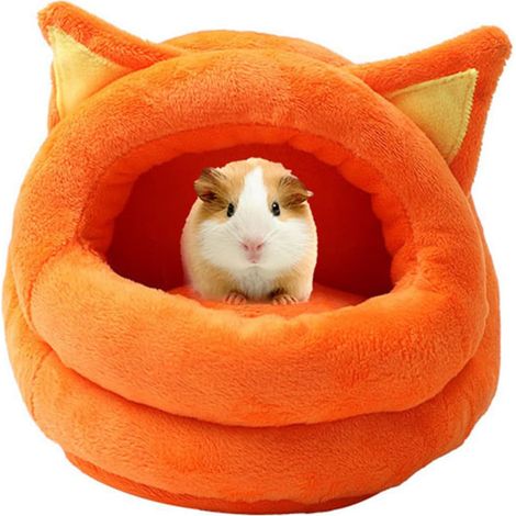 1 x Nid pour petits animaux, Lit douillet semi-fermé, Coussin amovible lavable, Pour hamster cochon d'inde lapin
