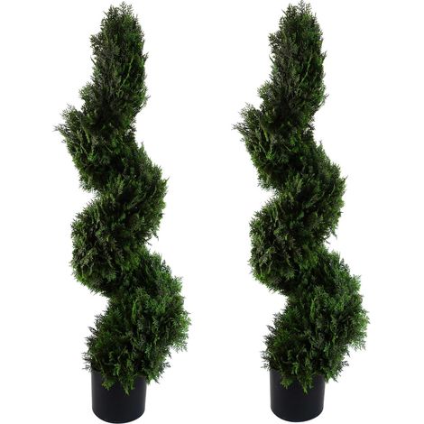 120cm Pair of Spiral Cedar Tree Artificial Topiary (1/5)
