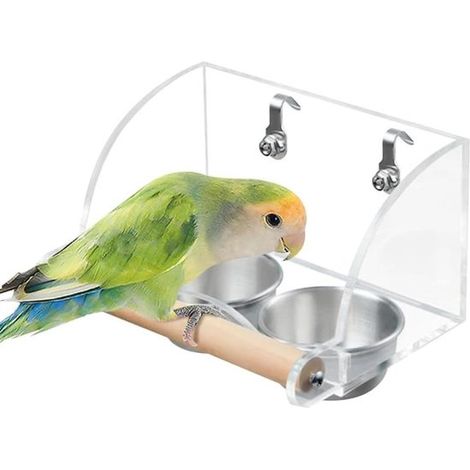 Allecto Plus，Comederos transparentes de acero inoxidable para loros，madera，acero (1/5)