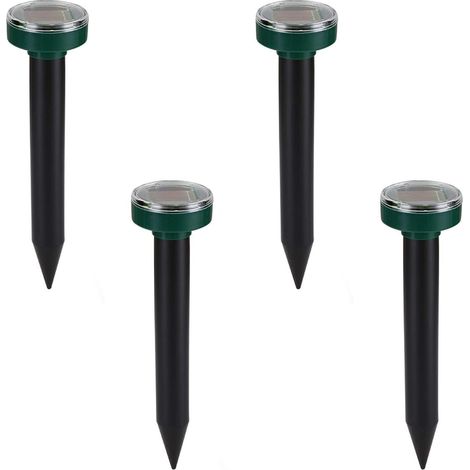 Lot de 4 Répulsif Taupe Solaire Répulsif Ultrason Mole Chasse Taupe Solaire Intelligent Combine Sons et Dispositif étanche de Charge Solaire pour Jardins Extérieurs Pelouse (1/5)