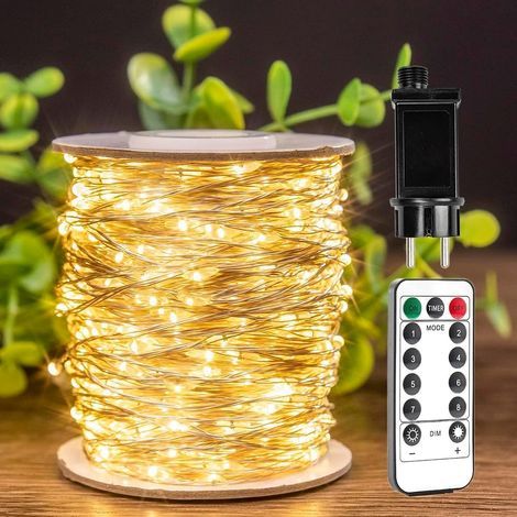 50m string lights, 500 LEDs, silver copper wire, waterproof, indoor/outdoor, with remote control, warm white light. (1/5)
