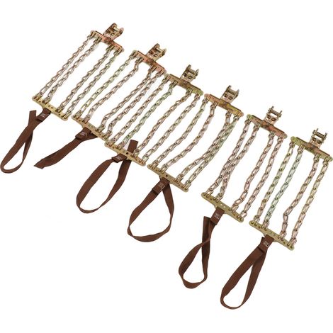 6 chaînes antidérapantes réglables pour pneus de secours - adaptées aux voitures et véhicules tout-terrain, largeur de pneu 165mm‑265mm (1/5)