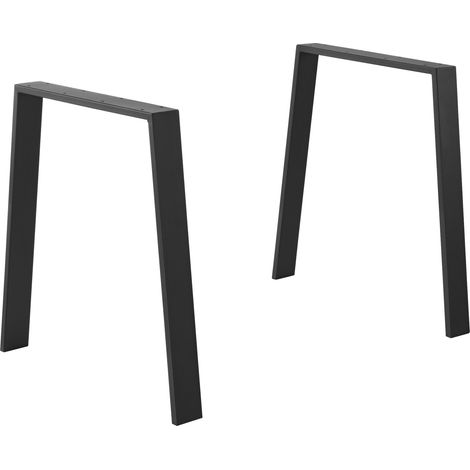 Set de 2 pieds de table DIY en acier 55 - 70 x 72 cm noir mat