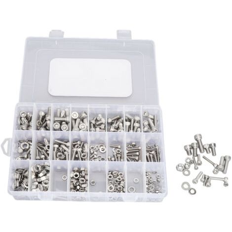 Kit de 520 vis, boulons, écrous et rondelles à tête hexagonale creuse, métriques M3, M4, M5 et M6, en acier inoxydable. (1/5)