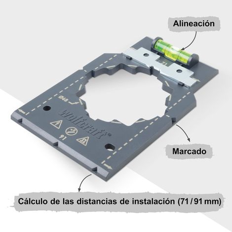 PLANTILLA PARA MARCAR Y ALINEAR, PARA MEDIDAS DE 71 Y 91mm 5975000 WOLFCRAFT