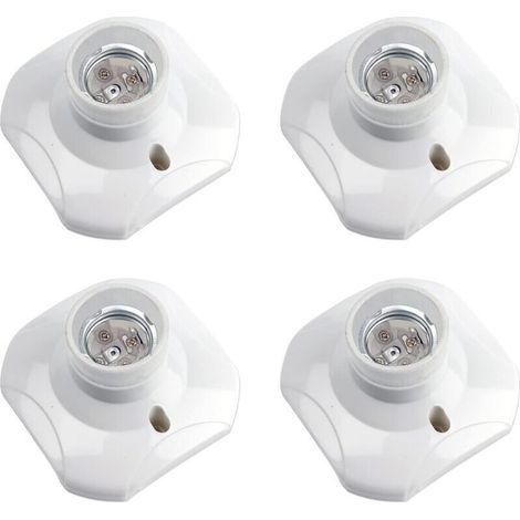 Juego de 4 portalámparas de techo E27 de rosca, portalámparas de garaje E27, CA 220-240V, portalámparas LED, base de lámpara de techo E27, base de lámpara de plástico blanco para aplique de pared -Cre