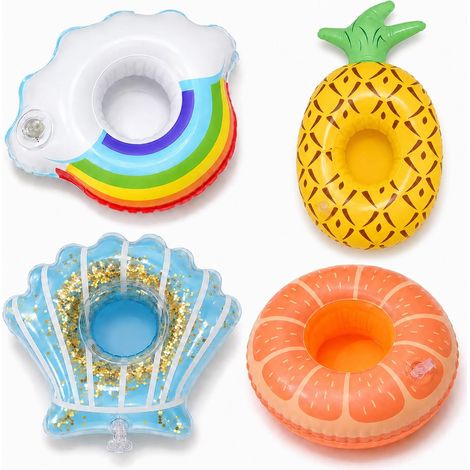 Lot De 4 Porte Verre Piscine Gonflable, Support Boisson Flottant Pour Cocktail, Canette, Décoration De Piscine Pour L'Été, Léger Et Résistant, Parfait Pour Pool Party Hawaii, Pompe Non Incluse (1/5)