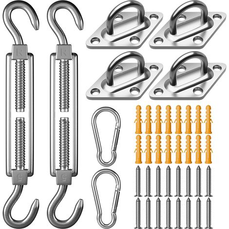 Kit de fixation pour voile d'ombrage en acier inoxydable 304 - Accessoires pour carré - Tendeur de voile d'ombrage - Montage en saillie (1/5)