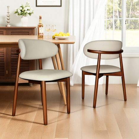 Set di 2 sedie da pranzo moderne in legno massello: schienale ergonomico con gambe in legno e piedini antiscivolo, adatte per cucina, ufficio e soggiorno (realizzate in rovere con finitura noce, set d (1/5)