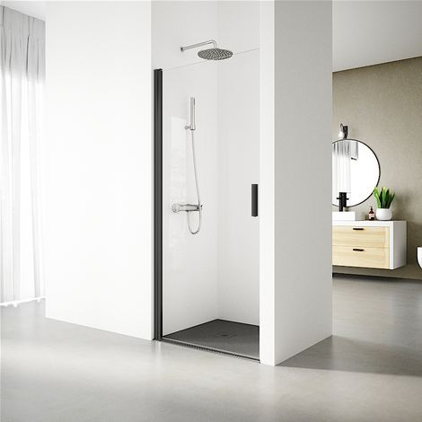Paroi de douche battant 67-71 cm – Hauteur 195 cm – Verre de sécurité 6 mm – Profilé noir – Traitement anti-calcaire – Real Shower (1/4)