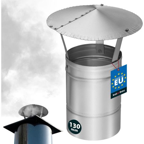 KOTARBAU® Chapeau De Cheminée - Inox - ø 130 mm - Argent - Chapeau Cheminée Anti Pluie - Résistant à la Corrosion - Installation Facile - Design Moderne (1/5)