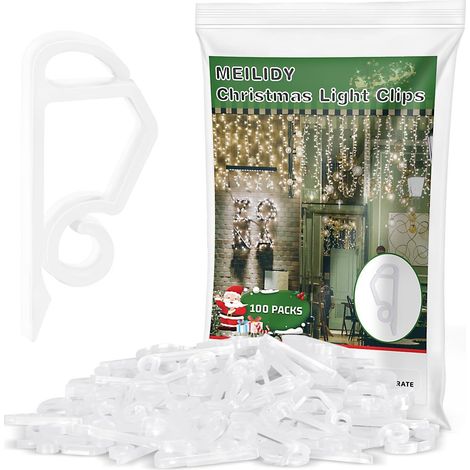 Retail of 100 plastic string light hooks, Christmas accessory hooks, weatherproof outdoor light clips (1/5)