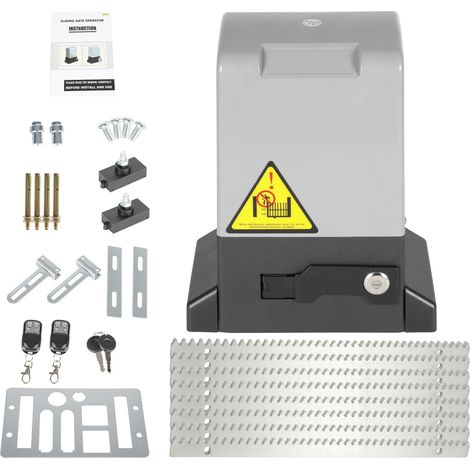SWANEW 370W Sliding Gate Operator Kit Door Opener Peso 800 kg Lunghezza massima 12m per anta Velocità 39 ft/min Con telecomando + chiave Piastra di base fissa Staffa di limite Sensore a infrarossi (1/5)
