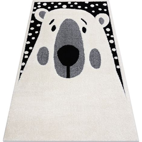 Moderner Kinderteppich JOY Teddy, Bär für Kinder - strukturelle, zwei Ebenen aus Vlies creme / schwarz black 120x170 cm