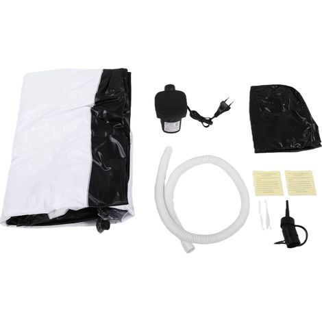 Baignoire gonflable avec pompe à air électrique et oreiller de bain, appui-tête, baignoire gonflable portable en PVC, spa pliable pour adultes, extérieur, intérieur, noir (1/5)