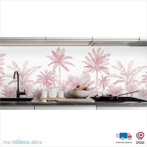Crédence : Palmiers colorés - Couleur Rose clair - Alu composite - 120 - 60 (1/3)