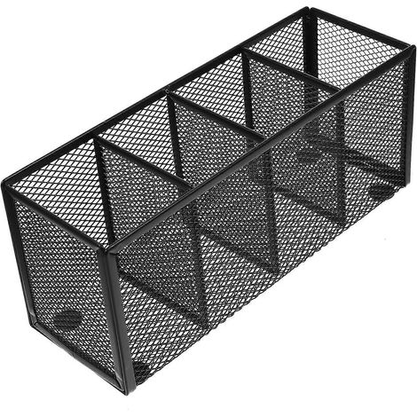 Porte-crayons en maille métallique, organisateur de bureau, boîte de rangement pour fournitures de bureau-22.5X9.5X8CM-Black