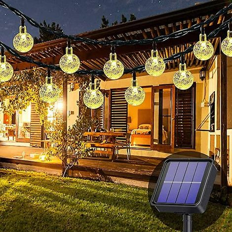 Dww-guirlande Lumineuse Solaire Dextrieur, Blanc Chaud , 50 Led, 7 M, Tanche, 8 Modes Déclairage, Intrieur/extrieur - Pour Jardin, Terrasse, Cour, Mai (1/4)