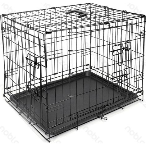 Cage pliable en fil de fer pour chien avec deux portes et plateau