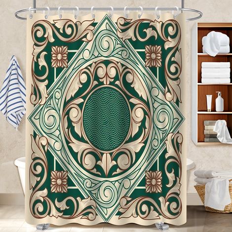 Voile de douche fluide en polyester 180x180 lavable housse de baignoire pour les amateurs de déco (1/5)