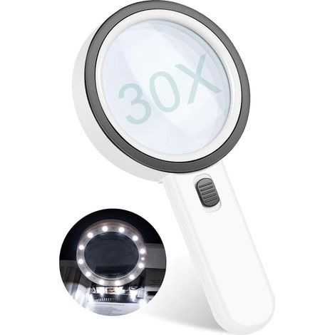 Lupa iluminada: aumento de 30x y 13 luces LED para lectura y pasatiempos. (1/5)