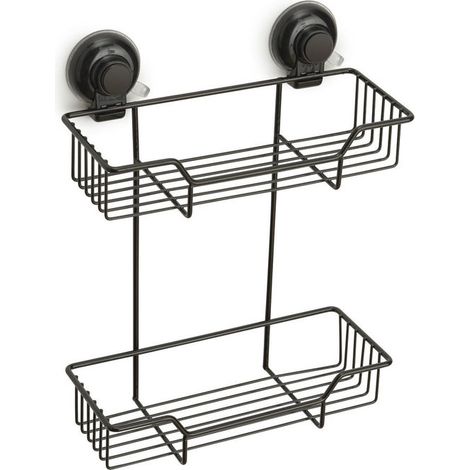 Portaoggetti doppio per doccia in filo da muro in metallo e resine termoplastiche HO19 Gedy serie HOT Nero Matt