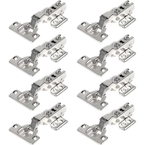 110 Degré Plein Recouvrante 35mm Soft Close Charnieres avec Amortisseur Hydraulique Fermeture Automatique Charnière pour Armoires de Porte Cuisine 8 Pcs (1/5)