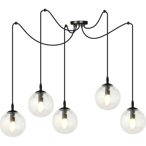 Lampada a Sospensione Gigi, Acciaio verniciato a polvere, Vetro, Nero, 200x200x70 cm (1/4)