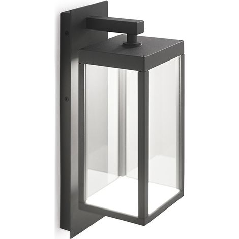 GES771C Applique da parete per esterni in alluminio grigio antracite, vetro trasparente, LED 13W 3000K 500lm, IP54, Non dimmerabile - Gealuce (1/2)