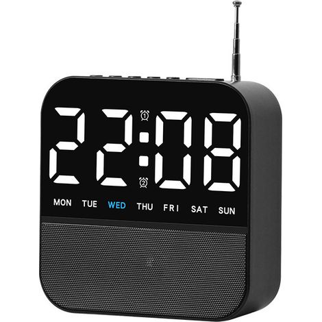 Réveil Radio FM, Horloge Numérique LED Grand Écran, Snooze, Dimmer, Alarme Double, Design Minimaliste pour Chambre-Alovez-WCY (1/2)