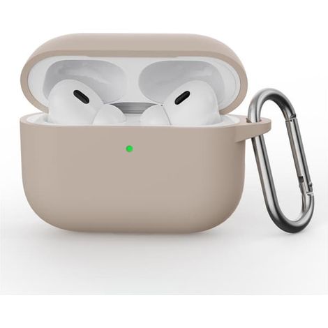 Étui en silicone rose sable pour AirPods Pro 3 avec crochet intégré pour écouteurs Bluetooth (1/4)
