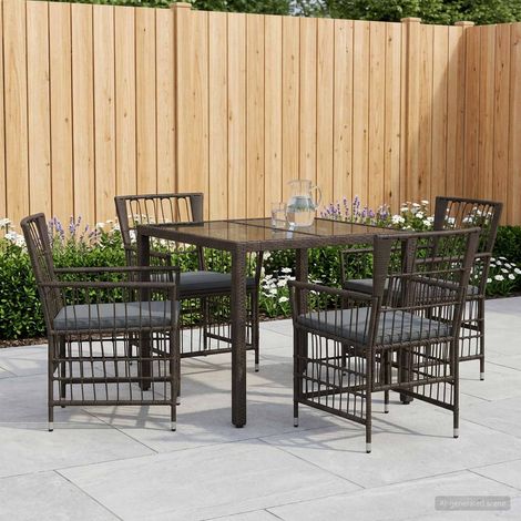 vidaXL Juego de comedor para exteriores 5 uds. Negro ratán sintético (1/5)