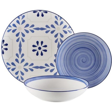 VERSA vajilla porcelana 18 piezas azurita , Vajilla Azurita de 18 piezas, un servicio de mesa elegante que aporta un estilo mediterráneo distintivo a cualquier comida. Ideal para e