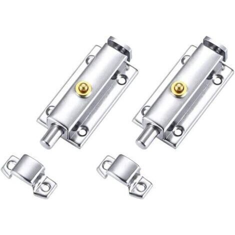 Pair Verrou Porte en Acier Inox Loquets de Loquet de Verrouillage Automatique Verrou Bouton pour Intérieur Porte Placard Fenêtre Chambre 2 pièces Ternel (1/4)