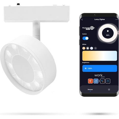 Foco Tuya Track Grille 9W 9BS Zigbee para rieles SLIM TRACK y FiberFLEX, 48 V CC, luz blanca regulable de 3000-6000 K (1/5)