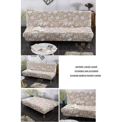 Housse de Canape Clic Clac Extensible 3 Places, Housse de Canapé sans Bras Élastique, Couverture de Canapé Spandex, Style C (1/4)