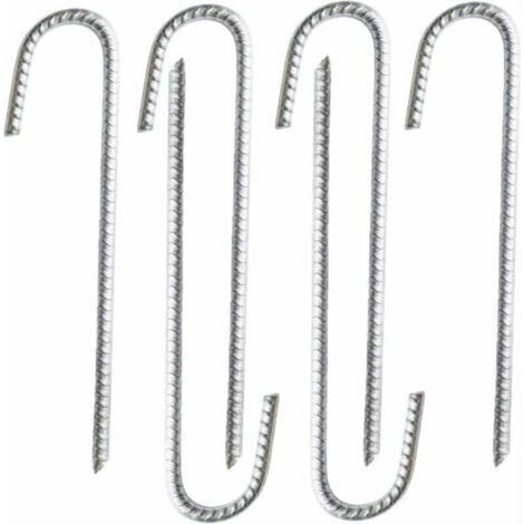 Lot de 6 piquets d’ancrage en acier galvanisé robuste pour barres d’armature en J - Pour chapiteaux, tonnelles, châteaux, tentes, trampolines, rebondissements, camping, filets de football