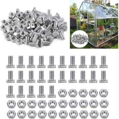 50 Pièces Noix de Serre et Boulons de Serre pour l'installation et la Fixation Serre (1/5)